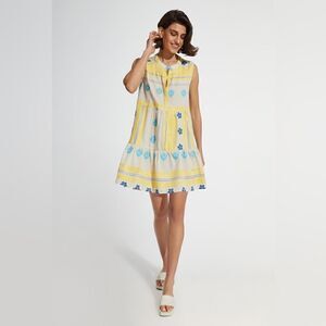 Kasia | Milos Mini Dress in Yellow / Blue